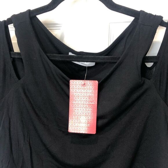 NWT Bailey 44 Evereve black short sleeve cutout shoulder dress, size medium - Picture 5 of 16